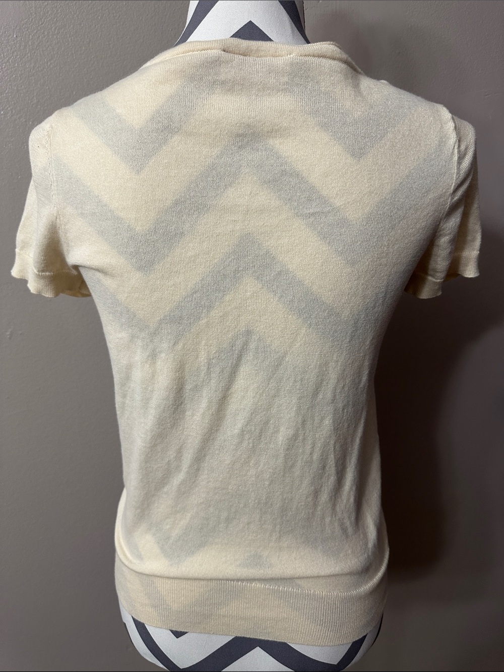 LOFT XS cream cardigan dainty short sleeve button down - Picture 3 of 6